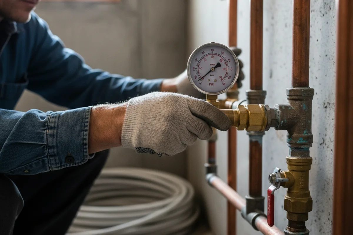 Pressure testing a repaired line during Water Line Repair in Pascoag